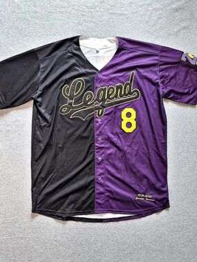 Kobe Bryant Legend Mamba Forever Tribute Baseball Jersey Purple & Black 2XL